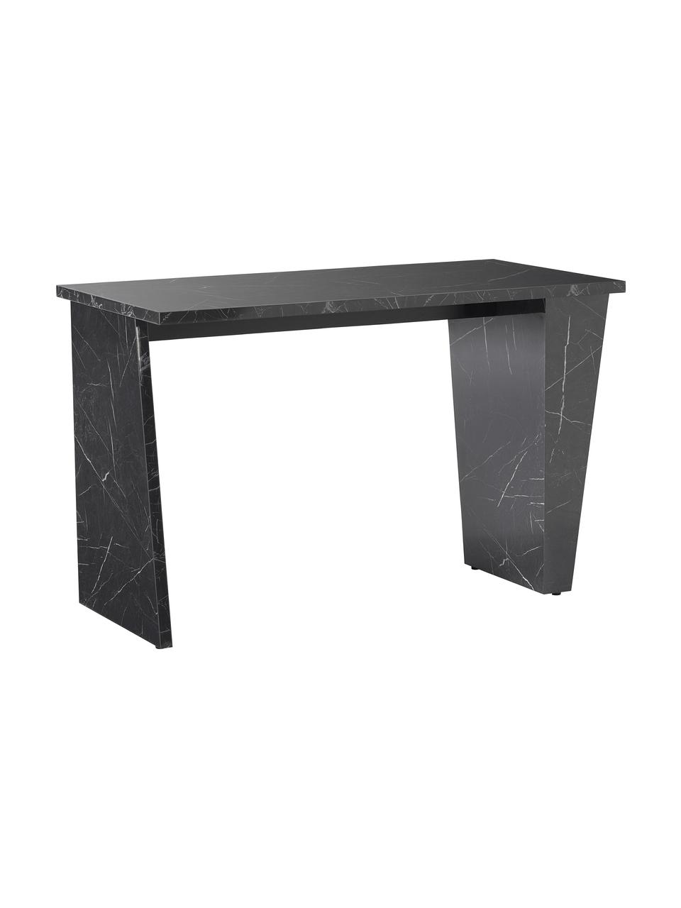 Pracovný stôl v mramorovom vzhľade Liam, MDF-doska pokrytá melamínovou fóliou, Čierna, mramorový vzhľad, Š 120 x V 75 cm