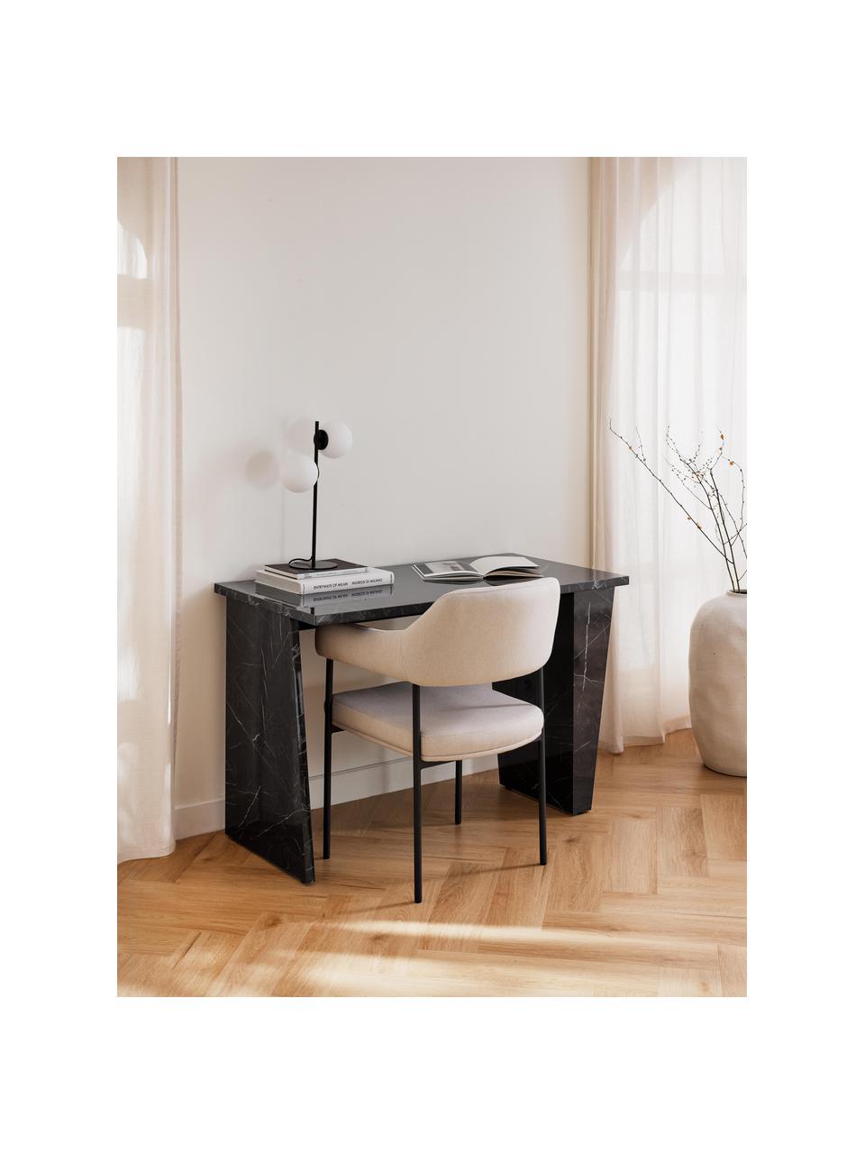 Bureau Liam in marmerlook, MDF bekleed met melaminefolie, Zwart, marmerlook, B 120 x D 60 cm