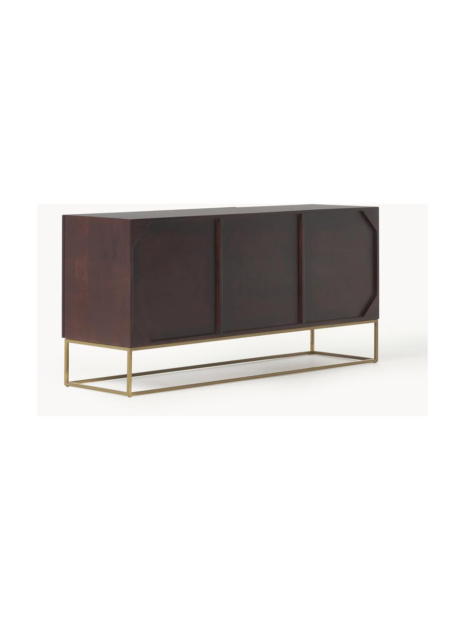 Sideboard Lyle aus Mangoholz, Dunkles Mangoholz, Goldfarben, B 150 x H 72 cm