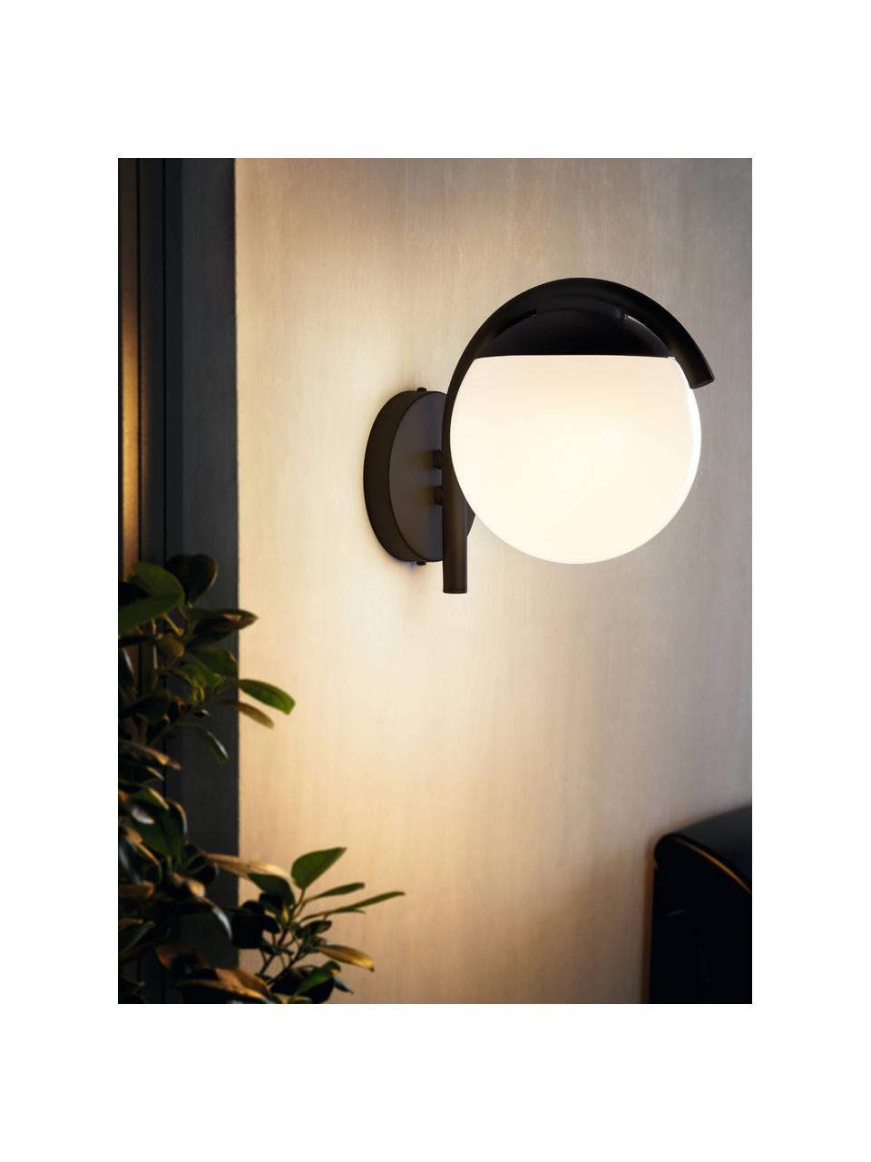 Outdoor wandlamp Prata, Lampenkap: kunststof, Zwart, wit, B 20 cm x H 26 cm