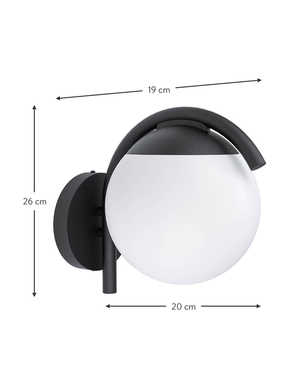 Außenwandleuchte Prata, Lampenschirm: Kunststoff, Schwarz, Weiß, B 20 x H 26 cm