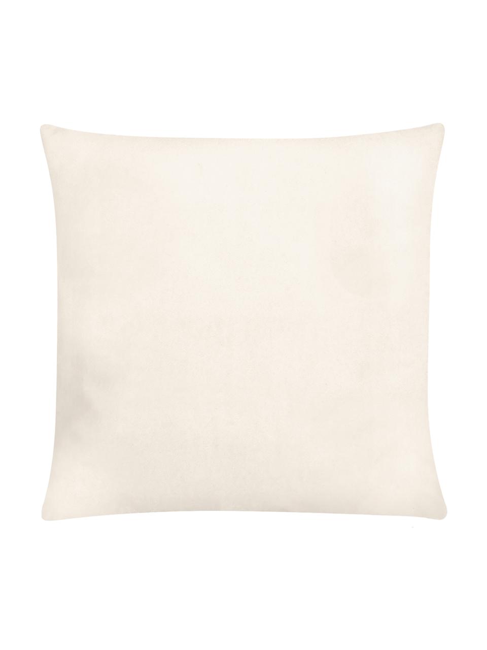 Geborduurde fluwelen kussenhoes Nora, 100% polyester fluweel, Beige, B 45 x L 45 cm