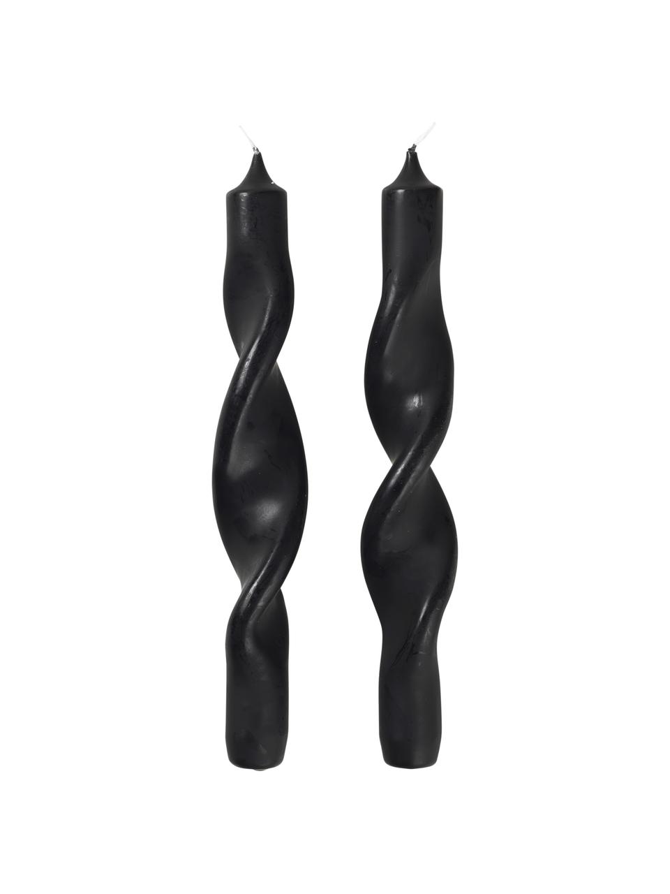 Stolní svíce Twist, 2 ks, Parafín, Černá, Ø 2 cm, V 23 cm