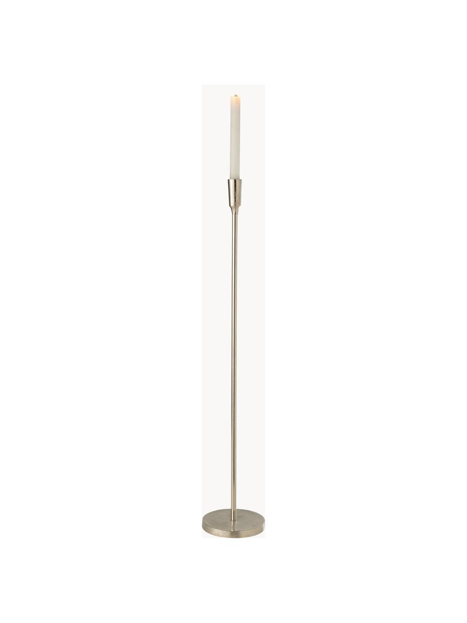 Candelabro de suelo grande Vela, Metal recubierto, Plateado, Ø 3 x Al 81 cm