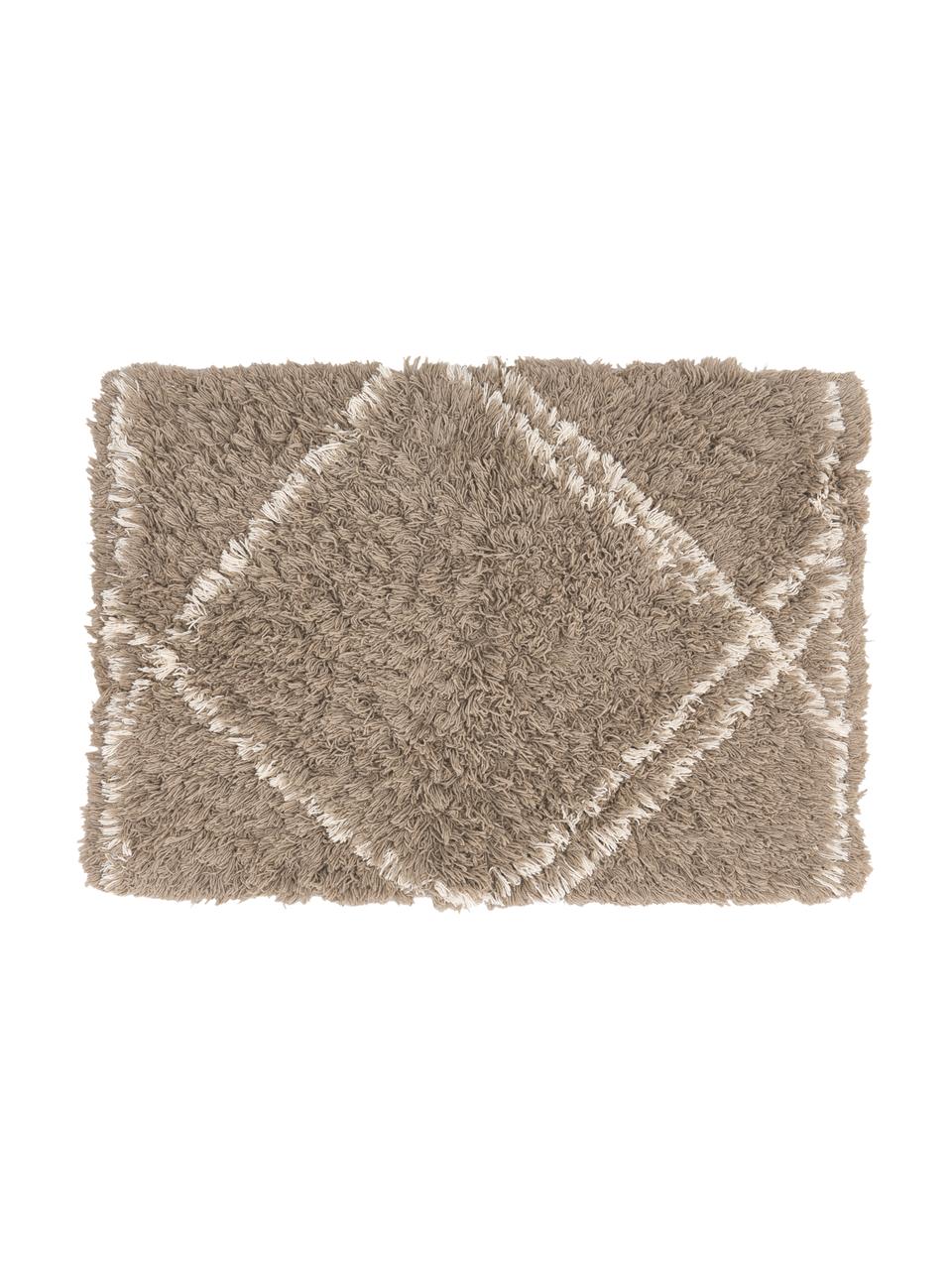 Fluffy badmat Beni van katoen, 100% katoen, Beige, wit, B 50 x L 70 cm