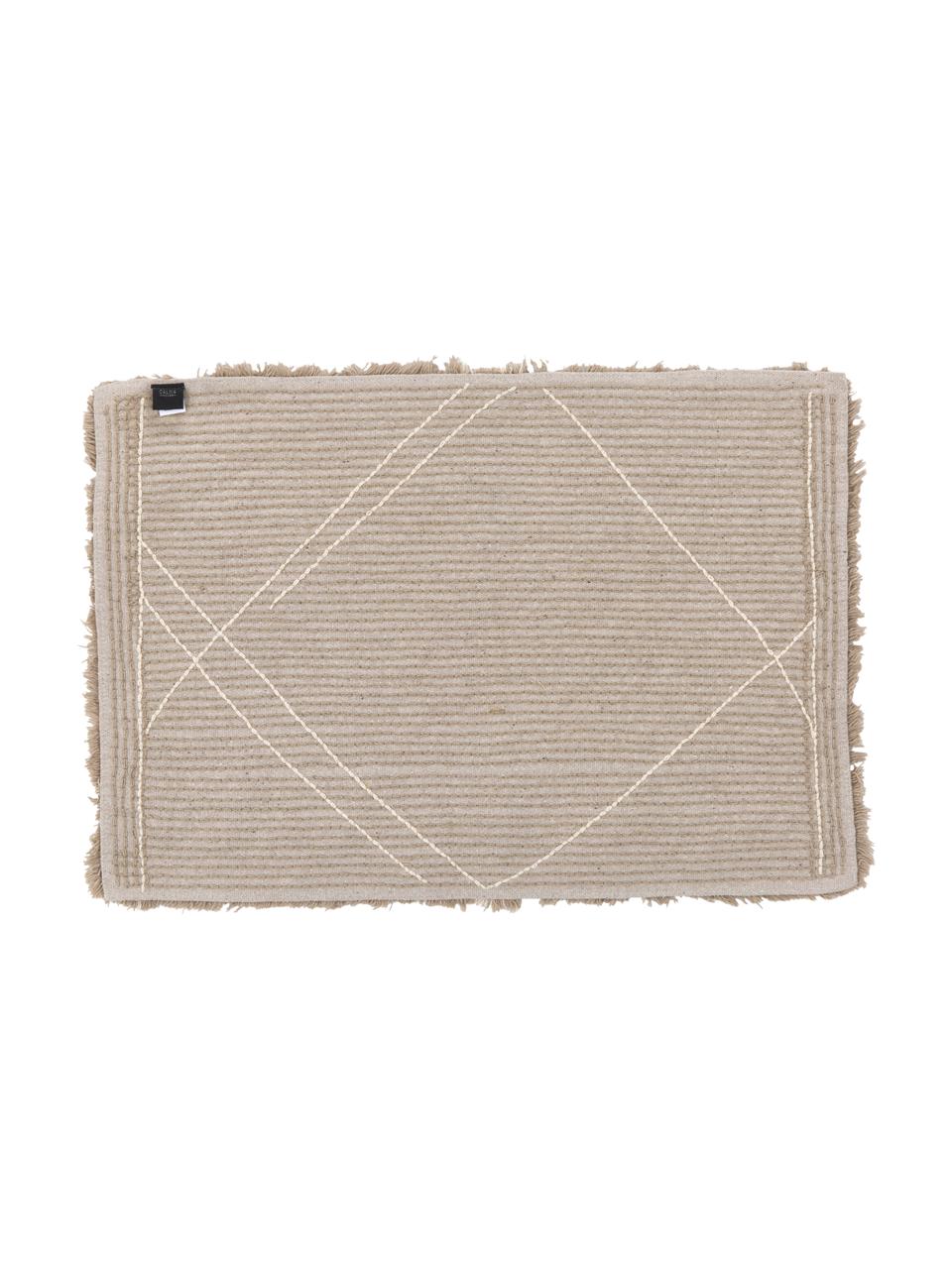 Flauschiger Badvorleger Beni aus Baumwolle, 100% Baumwolle, Beige, Weiß, B 50 x L 70 cm