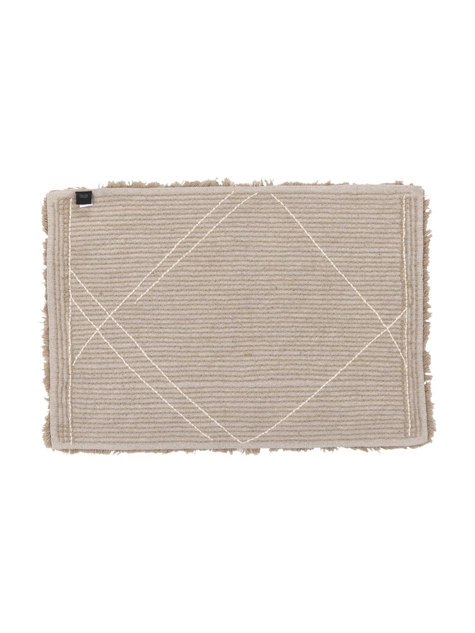 Puszysty dywanik łazienkowy z bawełny Beni, 100% bawełna, Beżowy, biały, S 50 x D 70 cm