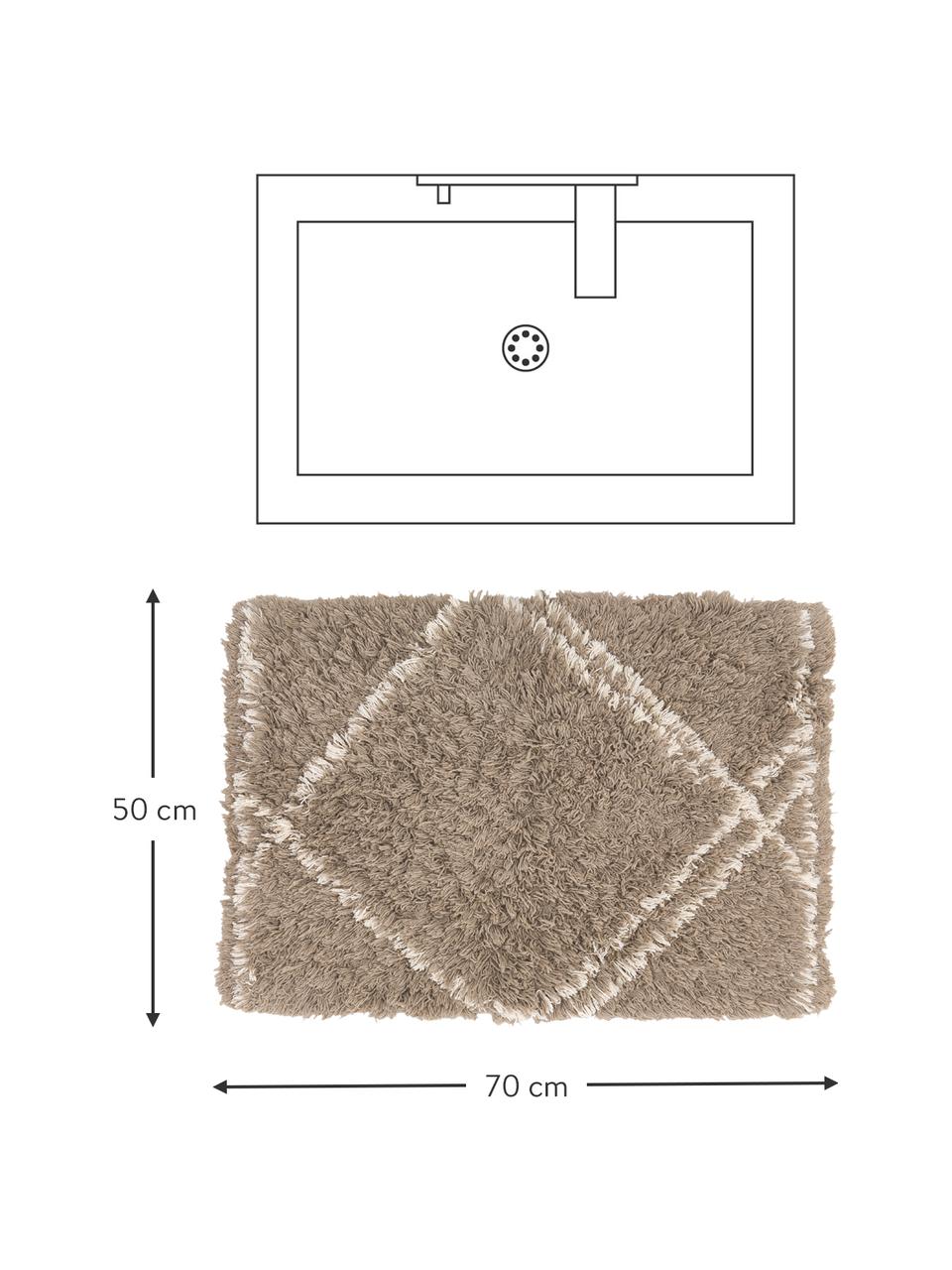 Tappeto bagno soffice in cotone Beni, 100% cotone, Beige, bianco, Larg. 50 x Lung. 70 cm