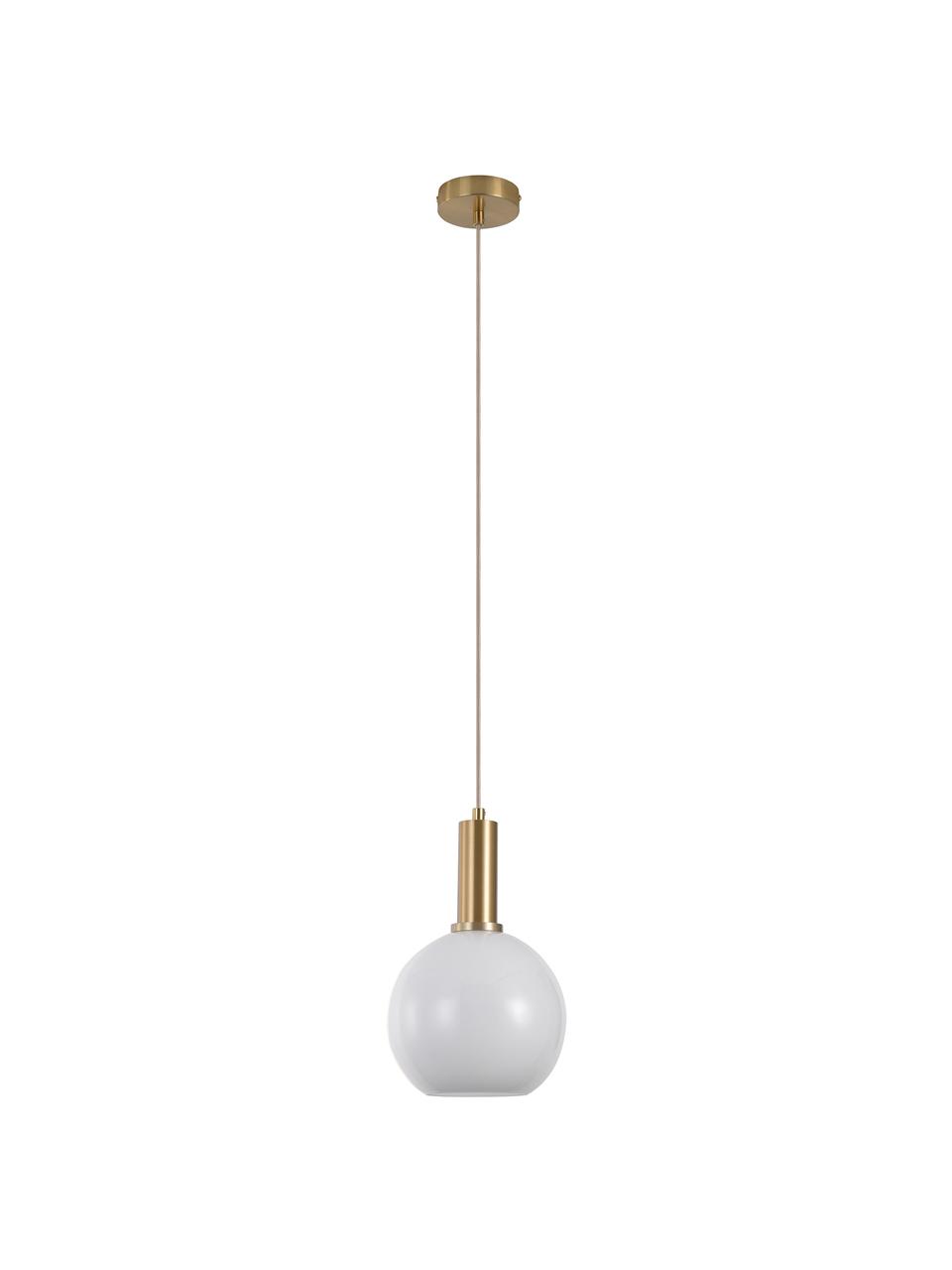 Suspension boule en verre Chelsea, Blanc, doré, Ø 20 x haut. 31 cm
