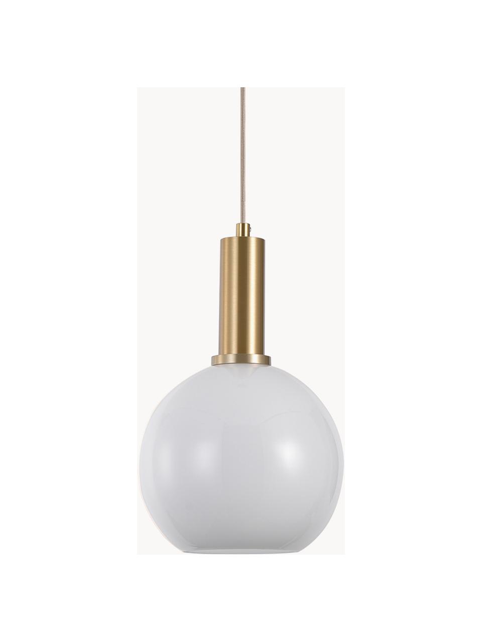 Lampa wisząca ze szklanym kloszem Chelsea, Biały, odcienie złotego, Ø 20 x W 31 cm