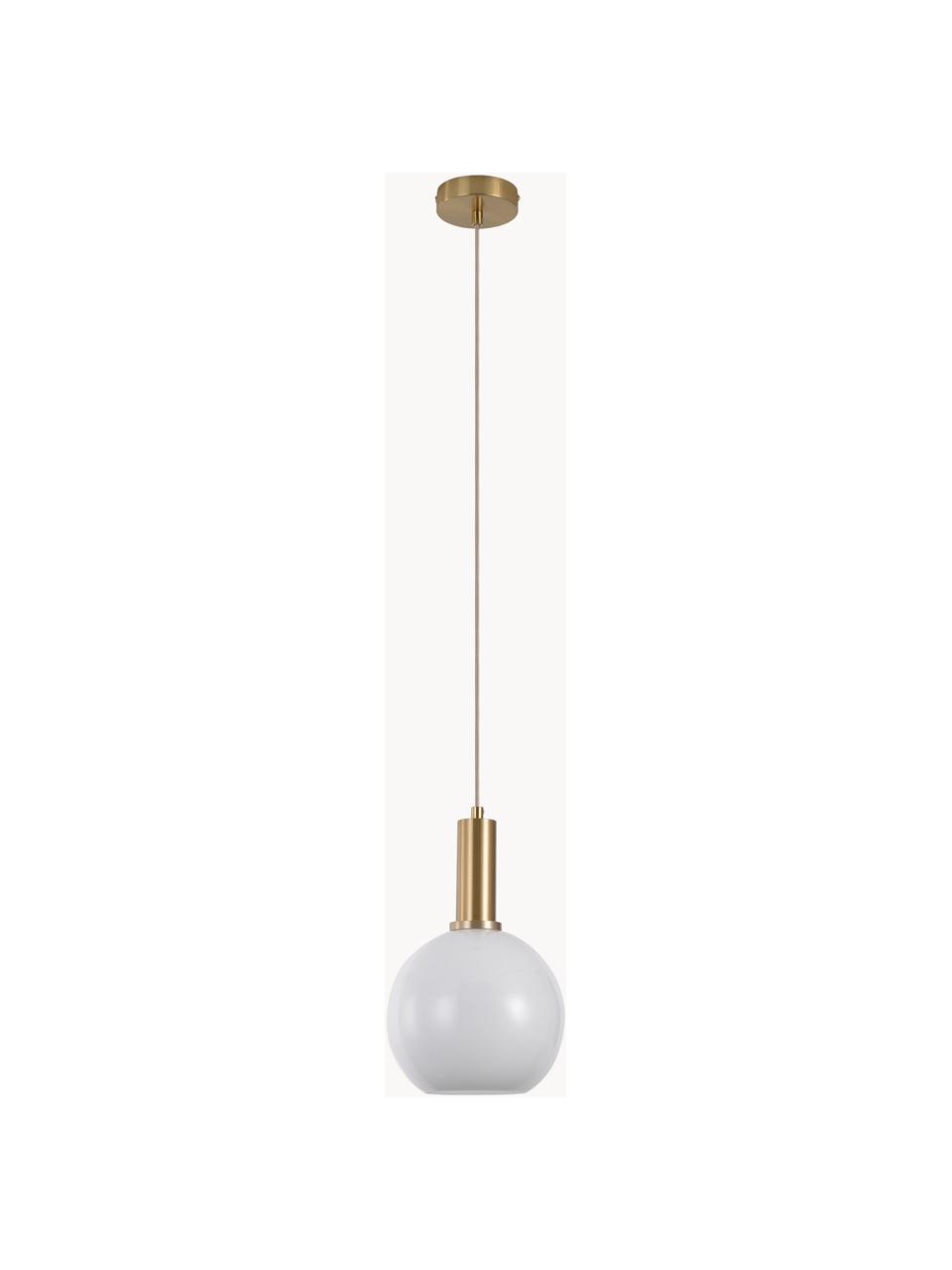 Hanglamp met glazen bollen Chelsea, Lampenkap: glas, Wit, goudkleurig, Ø 20 x H 31 cm
