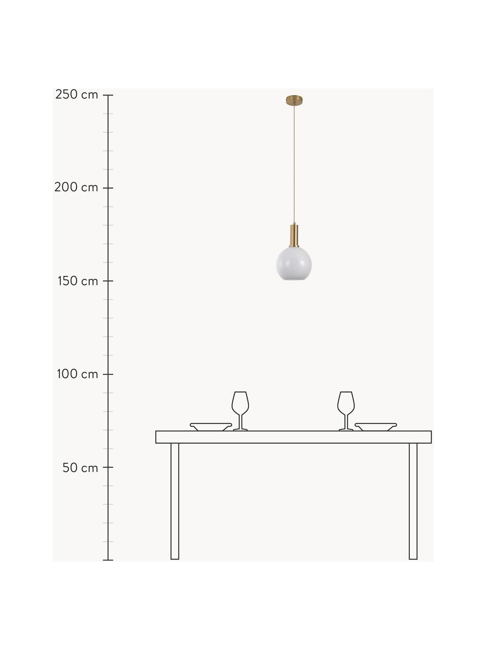 Glaskugel-Pendelleuchte Chelsea, Lampenschirm: Glas, Weiß, Goldfarben, Ø 20 x H 31 cm