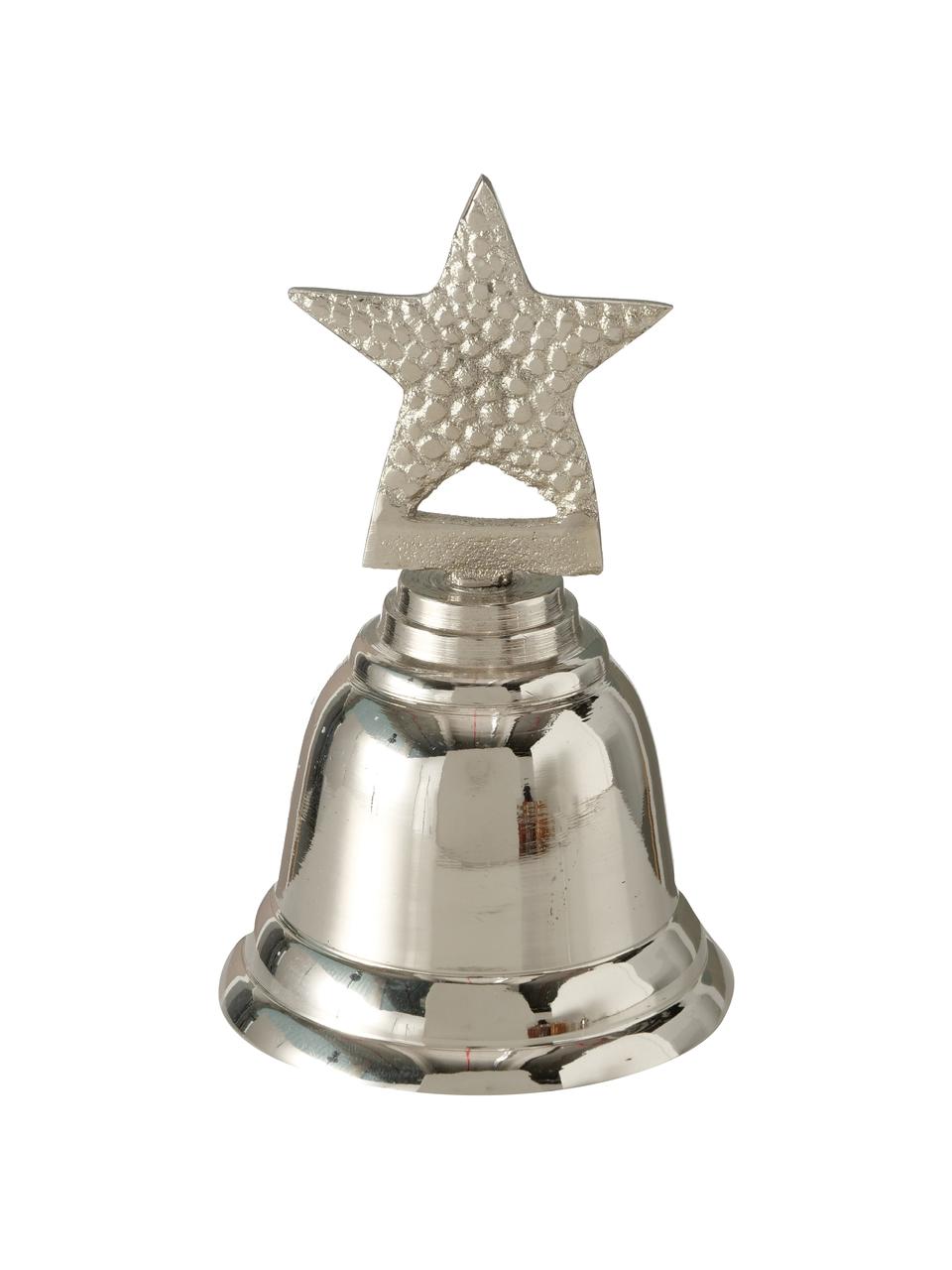 Figuras decorativas campanas de metal Liselle, 2 uds., Aluminio recubierto, Plateado, Ø 7 x Al 11 cm