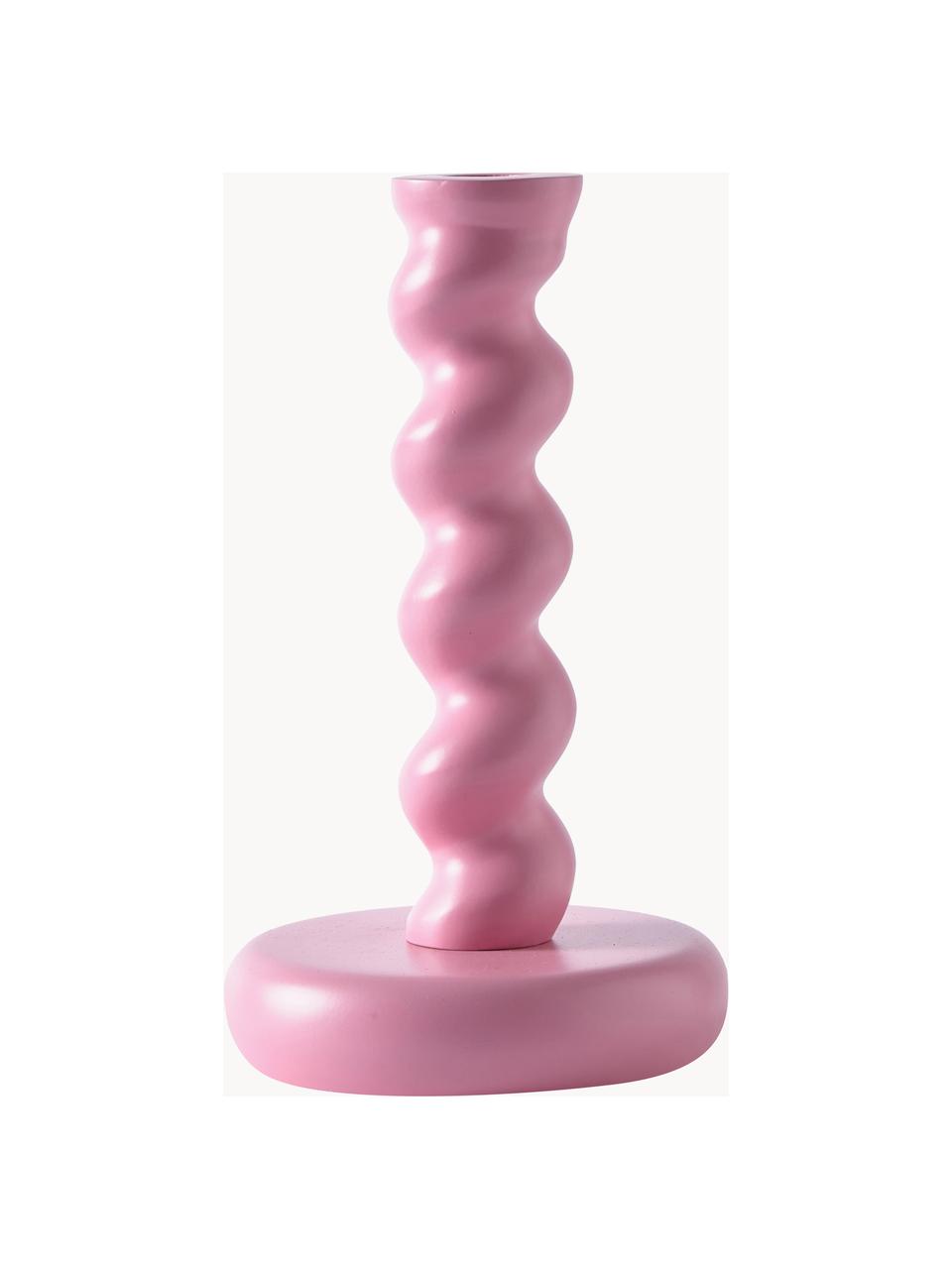 Ręcznie wykonany świecznik z metalu Twister, Metal powlekany, Blady różowy, Ø 14 x W 24 cm