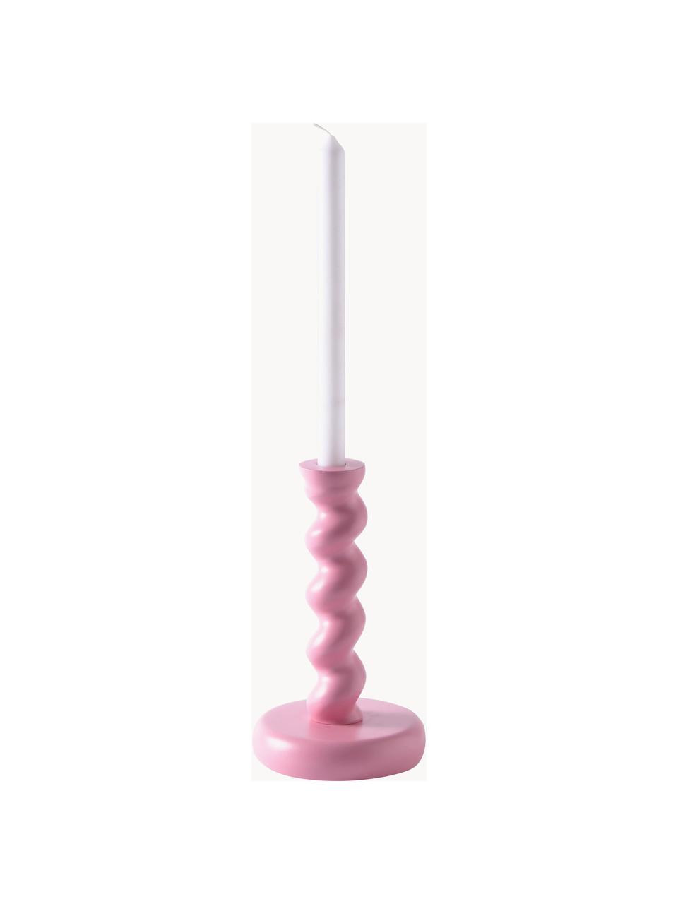 Handgefertigter Metall-Kerzenhalter Twister, Metall, beschichtet, Rosa, Ø 14 x H 24 cm