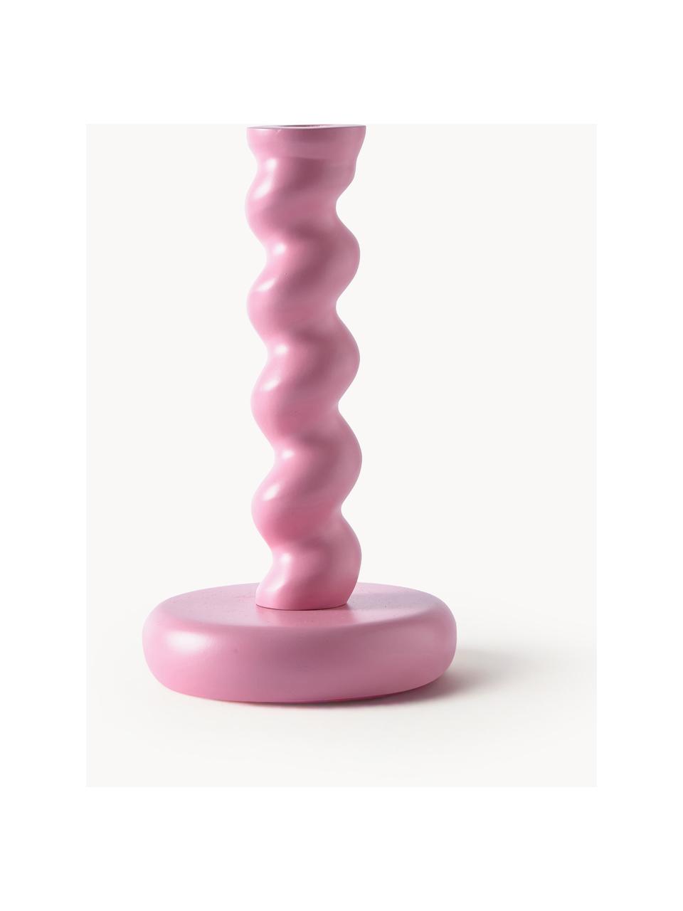 Ručně vyrobený kovový svícen Twister, Potažený kov, Růžová, Ø 14 cm, V 24 cm