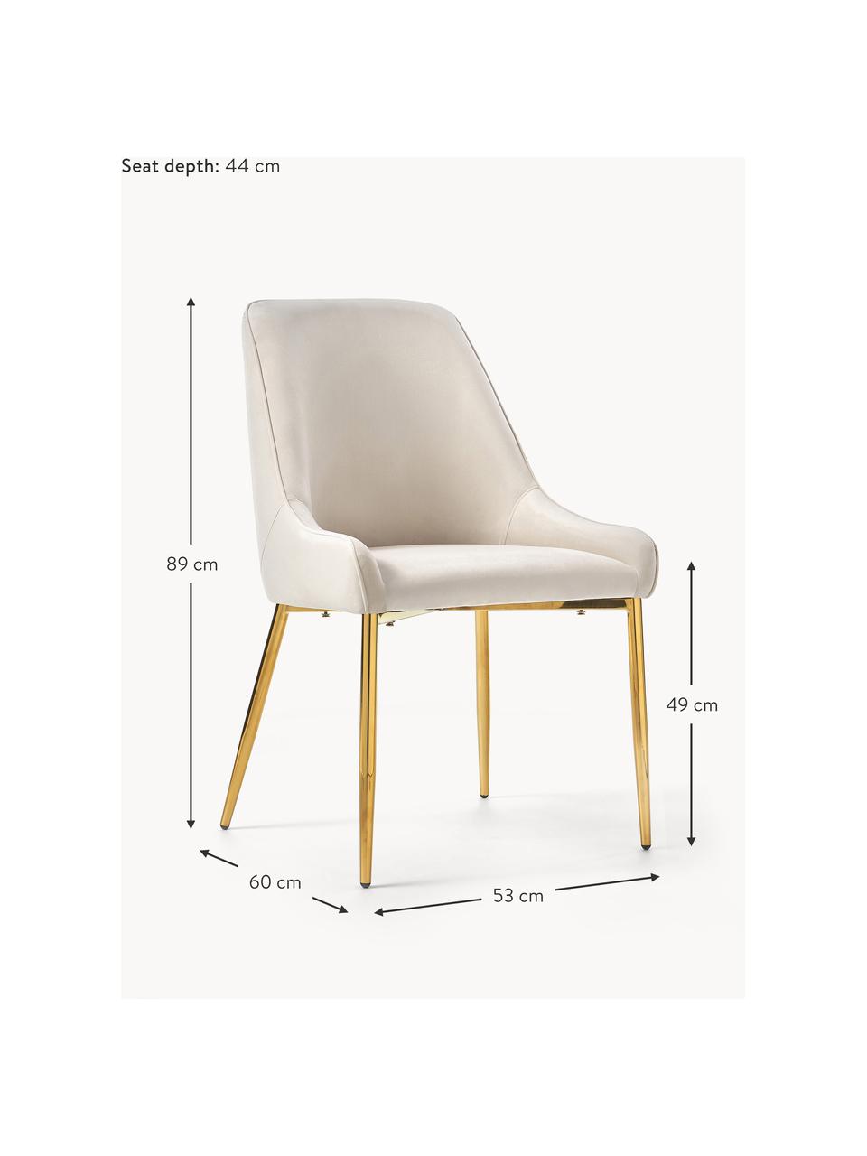 Sametová čalouněná židle Ava, Světle béžová, Š 53 cm, H 60 cm