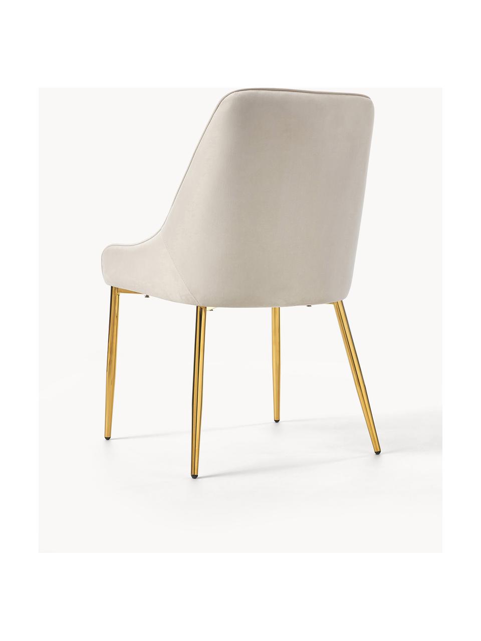 Fluwelen stoel Ava, Bekleding: fluweel (100 % polyester), Poten: gegalvaniseerd metaal, Fluweel lichtbeige, B 53 x D 60 cm