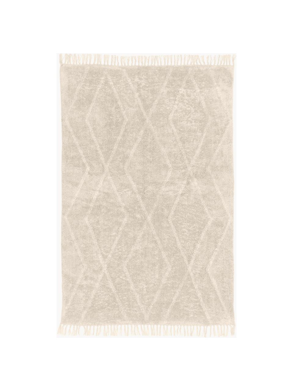 Ručne tuftovaný bavlnený koberec s diamantovým vzorom Bina, Béžová, Š 80 x D 150 cm (veľkosť XS)