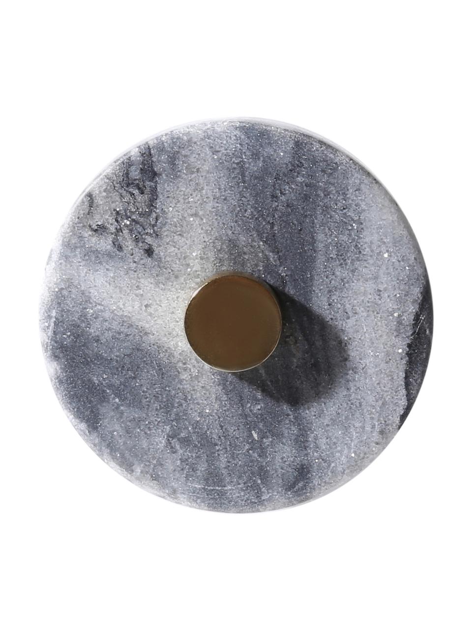 Marmeren wandhaak Jona, Gemarmerd grijs, messingkleurig, Ø 5 x D 8 cm