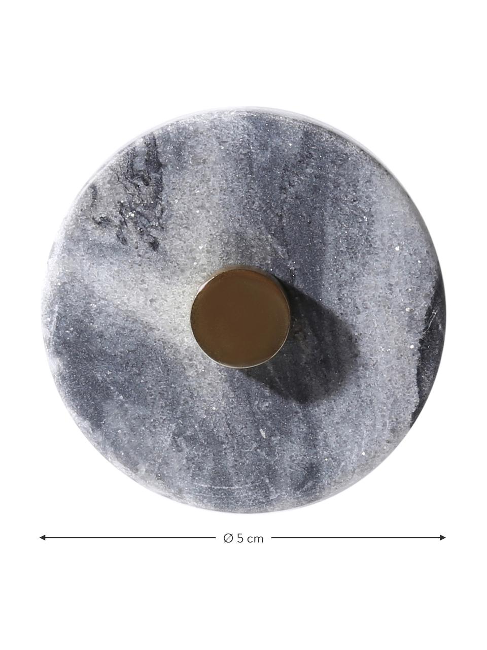 Marmor-Wandhaken Jona, Front: Marmor, Grau, marmoriert, Messing, Ø 5 x T 8 cm