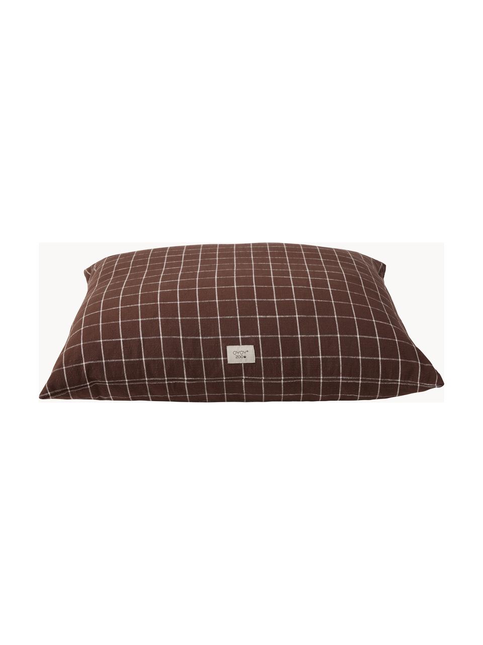 Poduszka dla zwierząt Kyoto, różne rozmiary, 100% bawełna, Ciemny brązowy, w kratę, S 54 x D 42 cm
