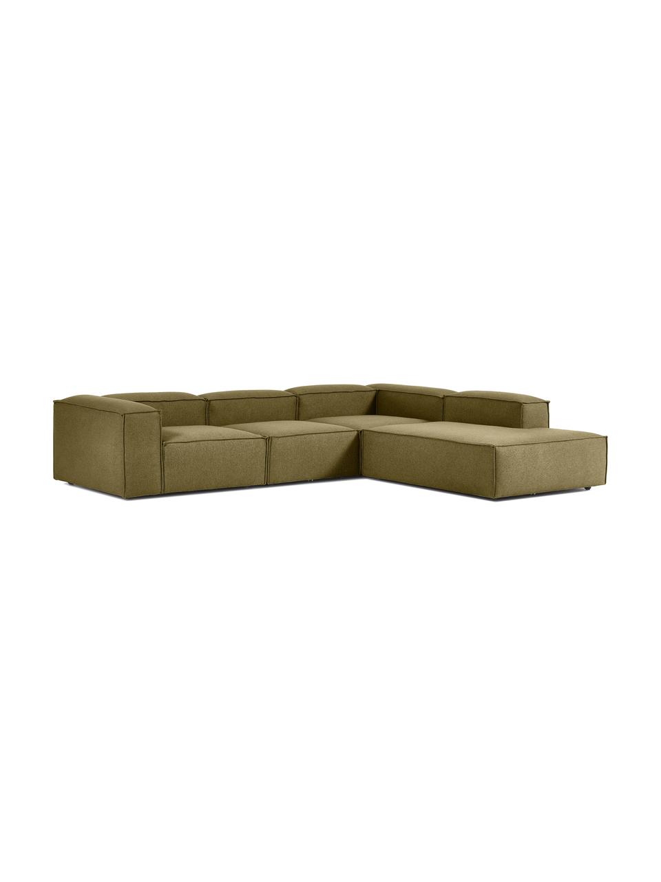 Modulární rohová XL pohovka Lennon, Zelená, Š 329 cm, H 68 cm, rohová část vpravo