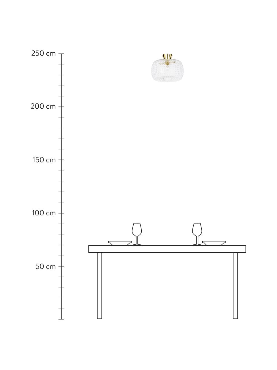 Deckenleuchte Spring aus Glas, Baldachin: Messing, lackiert, Lampenschirm: Glas, Goldfarben, Transparent, Ø 36 x H 27 cm