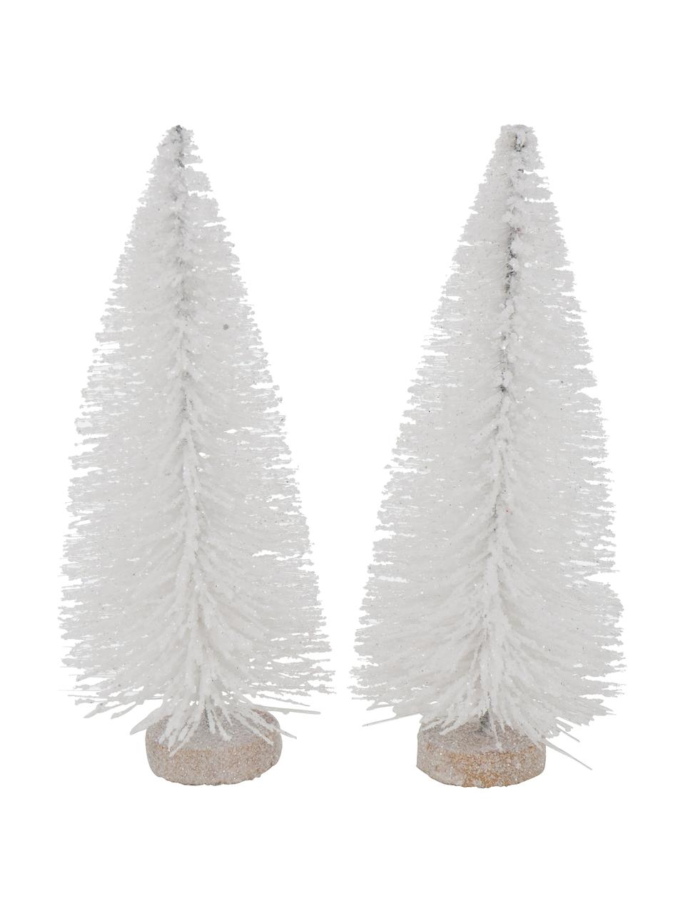 Piezas decorativas pinos Glitzy , 2 uds., Plástico, Blanco, Ø 7 x Al 15 cm