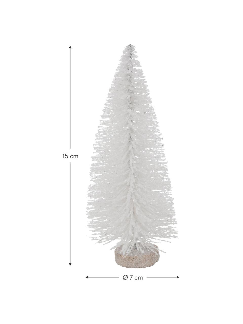 Sapin de Noël décoratif blanc Glitzy, 2 élém., Plastique, Blanc, Ø 7 x haut. 15 cm