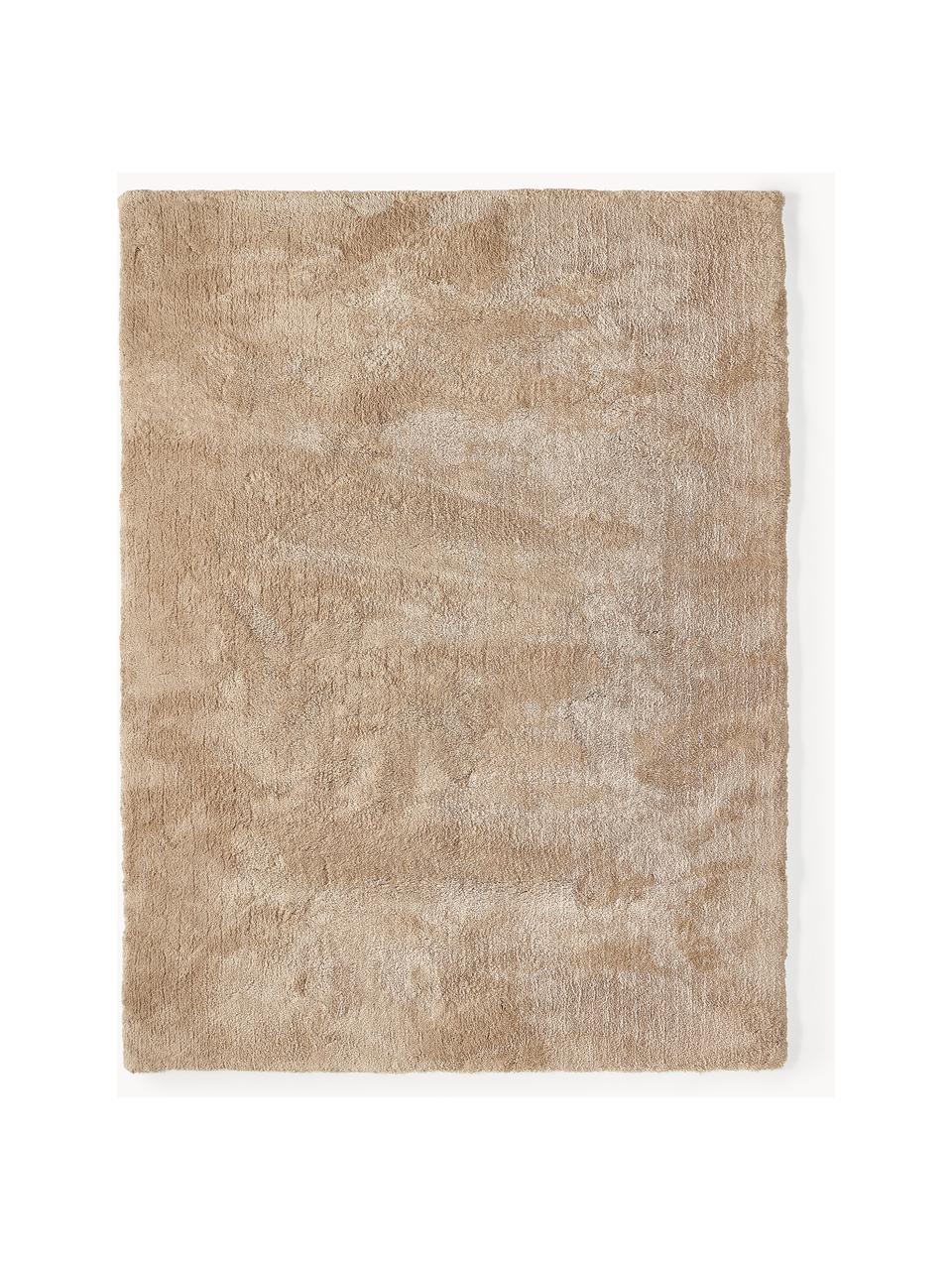 Pluizig hoogpolig vloerkleed Leighton, Microvezels (100% polyester, GRS-gecertificeerd), Nougat, B 80 x L 150 cm (maat XS)