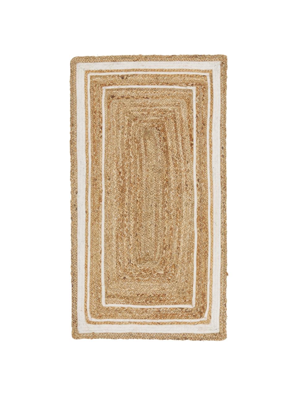 Handgewebter Jute-Teppich Clover, 75% Jute, 25% Baumwolle, Beige, B 120 x L 180 cm (Größe S)
