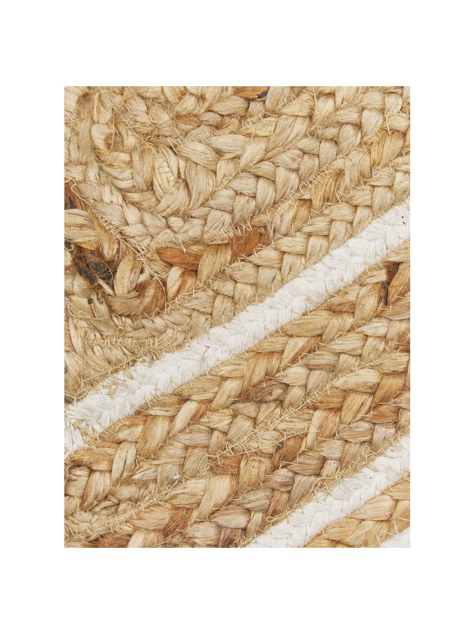 Handgewebter Jute-Teppich Clover, 100% Jute, Beige, Weiß, B 160 x L 230 cm (Größe M)