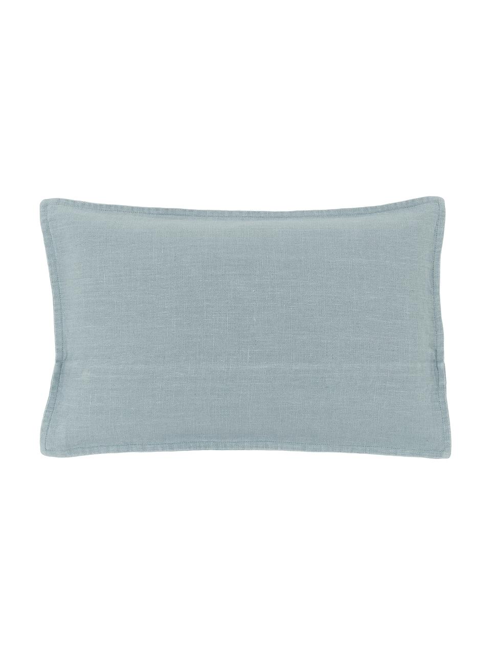 Housse de coussin lin bleu ciel Lanya, 100 % pur lin, Bleu ciel, larg. 30 x long. 50 cm