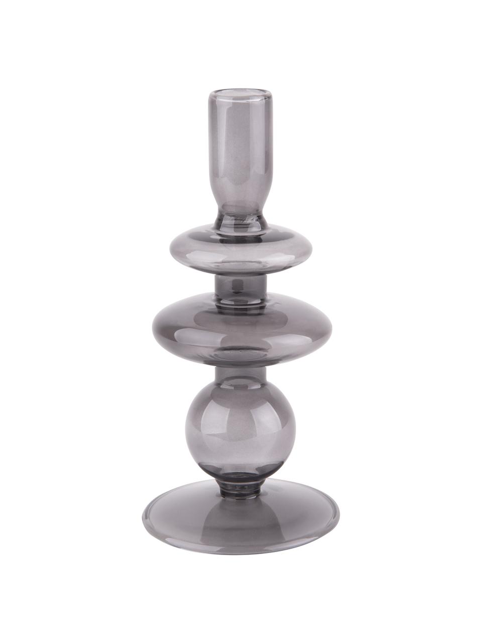 Candelabro grigio in forma organica Art, Vetro, Grigio, Ø 9 x Alt. 20 cm