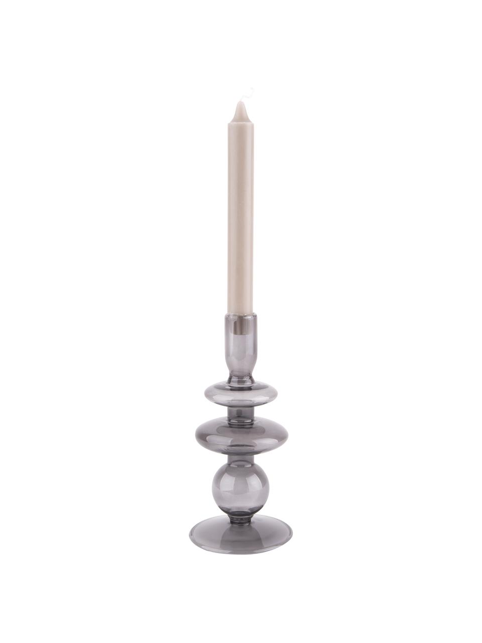 Candelabro grigio in forma organica Art, Vetro, Grigio, Ø 9 x Alt. 20 cm