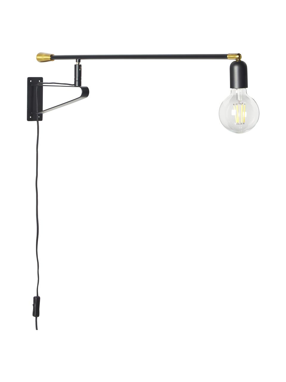 Aplique orientable Danon, Estructura: metal, pintura en polvo, Cable: plástico, Negro, dorado, An 83 x L 200 cm