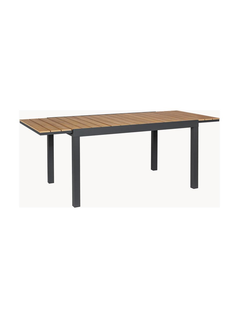 Uitschuifbare tuintafel Elias, 140 - 200 x 90 cm, Tafelblad: MDF, Frame: gepoedercoat aluminium, Houtkleurig, antraciet, B 140/200 x D 90 cm