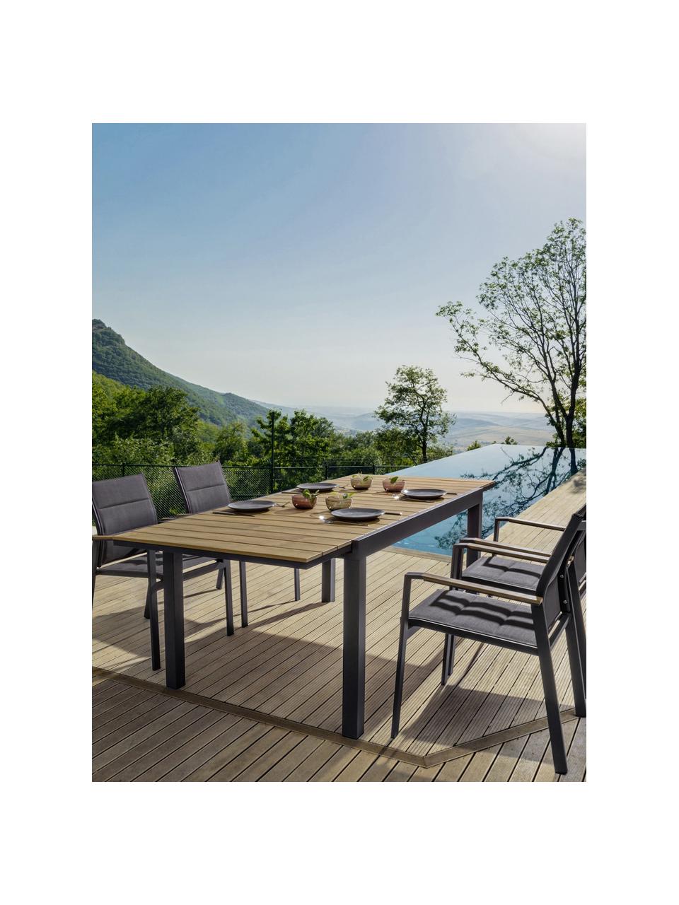 Mesa de exterior extensible Elias, 140-200 x 90 cm, Tablero: tablero de fibras de dens, Estructura: aluminio con pintura en p, Madera, gris antracita, An 140-200 x F 90 cm