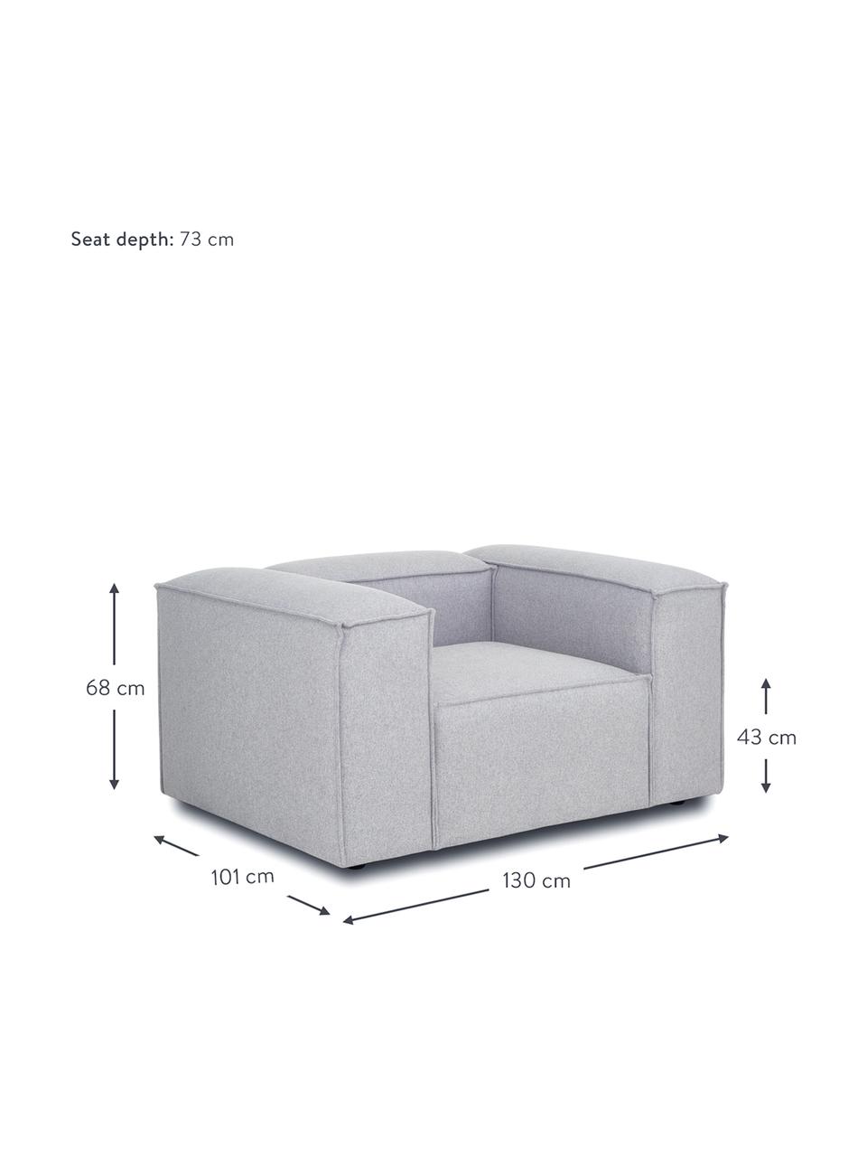 Fauteuil Lennon, Tissu gris clair, larg. 130 x prof. 101 cm