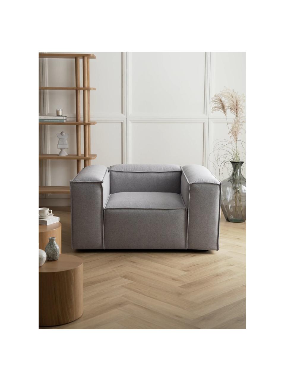 Fauteuil Lennon, Tissu gris, larg. 130 x prof. 101 cm