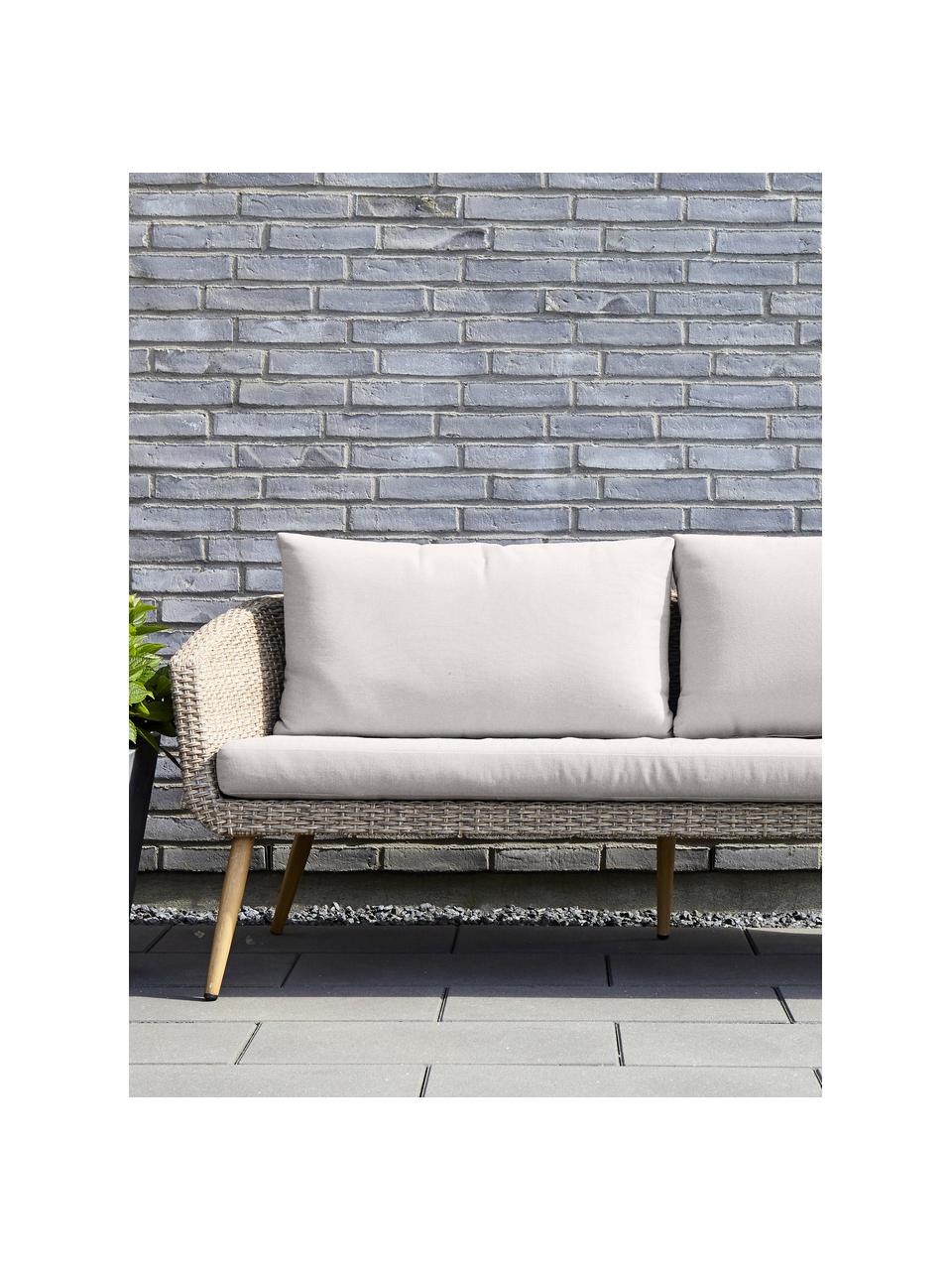 Garten-Loungesofa (3-Sitzer) Prisca aus Rattan, Korpus: Rattan, Webstoff Cremeweiß, Rattan, B 181 x T 78 cm