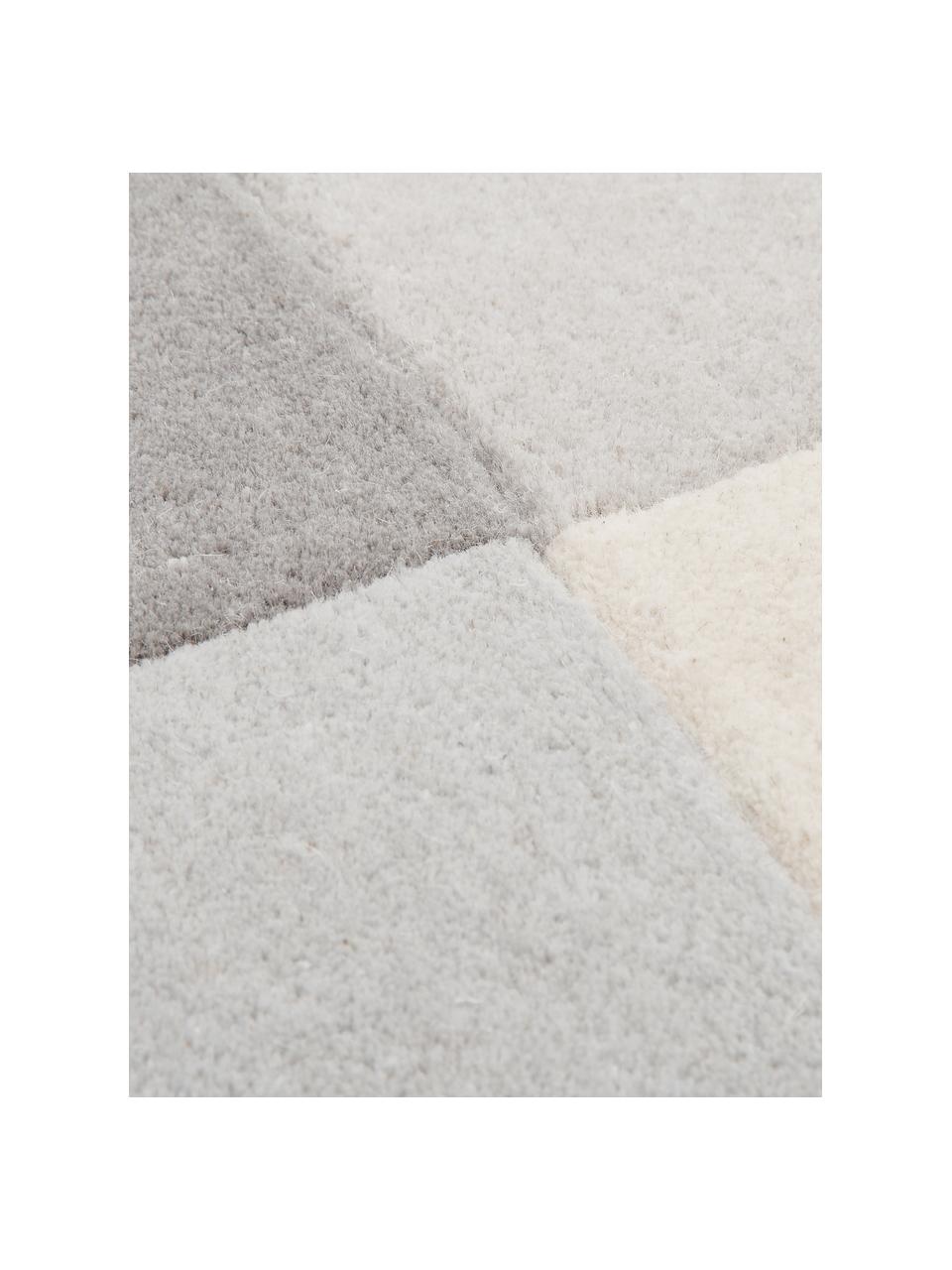 Ručne tuftovaný vlnený koberec s geometrickým vzorom Keith, Béžová, sivá, Š 120 x D 180 cm (veľkosť S)
