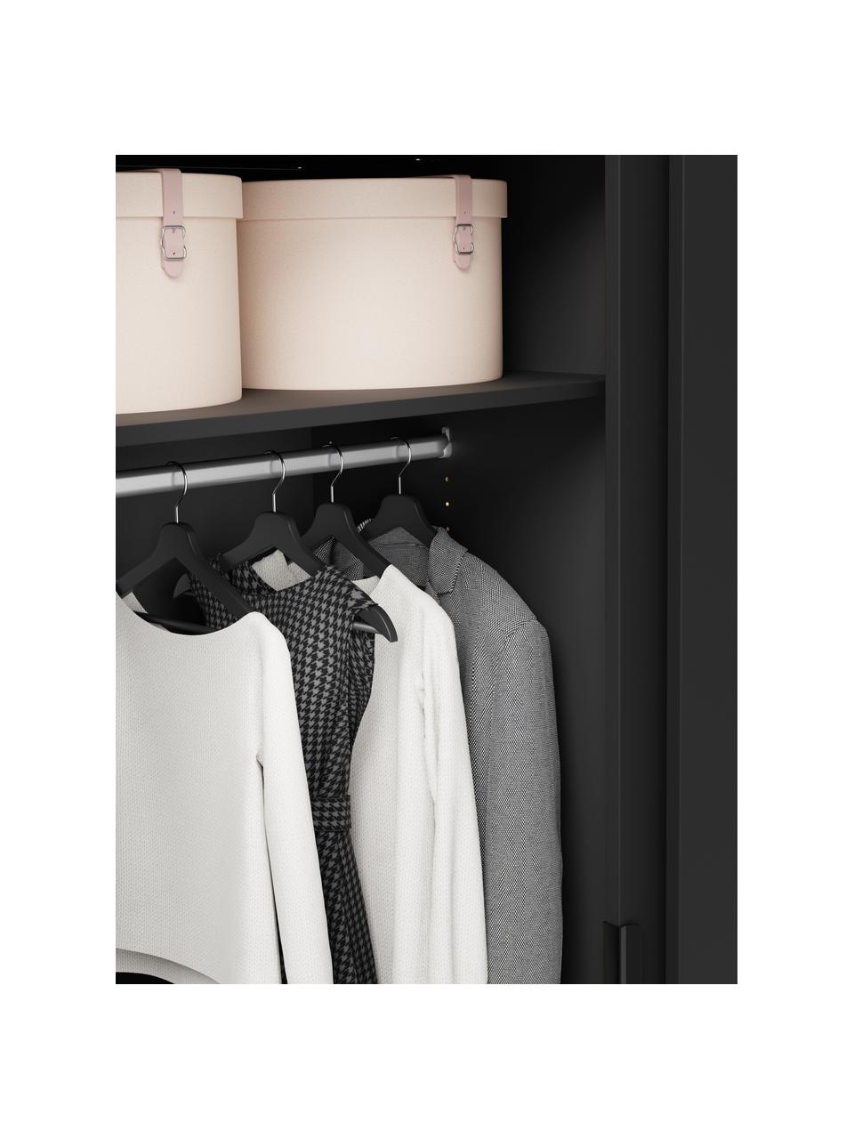 Modularer Schwebetürenschrank Leon, 300 cm Breite, mehrere Varianten, Korpus: Spanplatte, FSC-zertifizi, Schwarz, Basic Interior, Höhe 200 cm