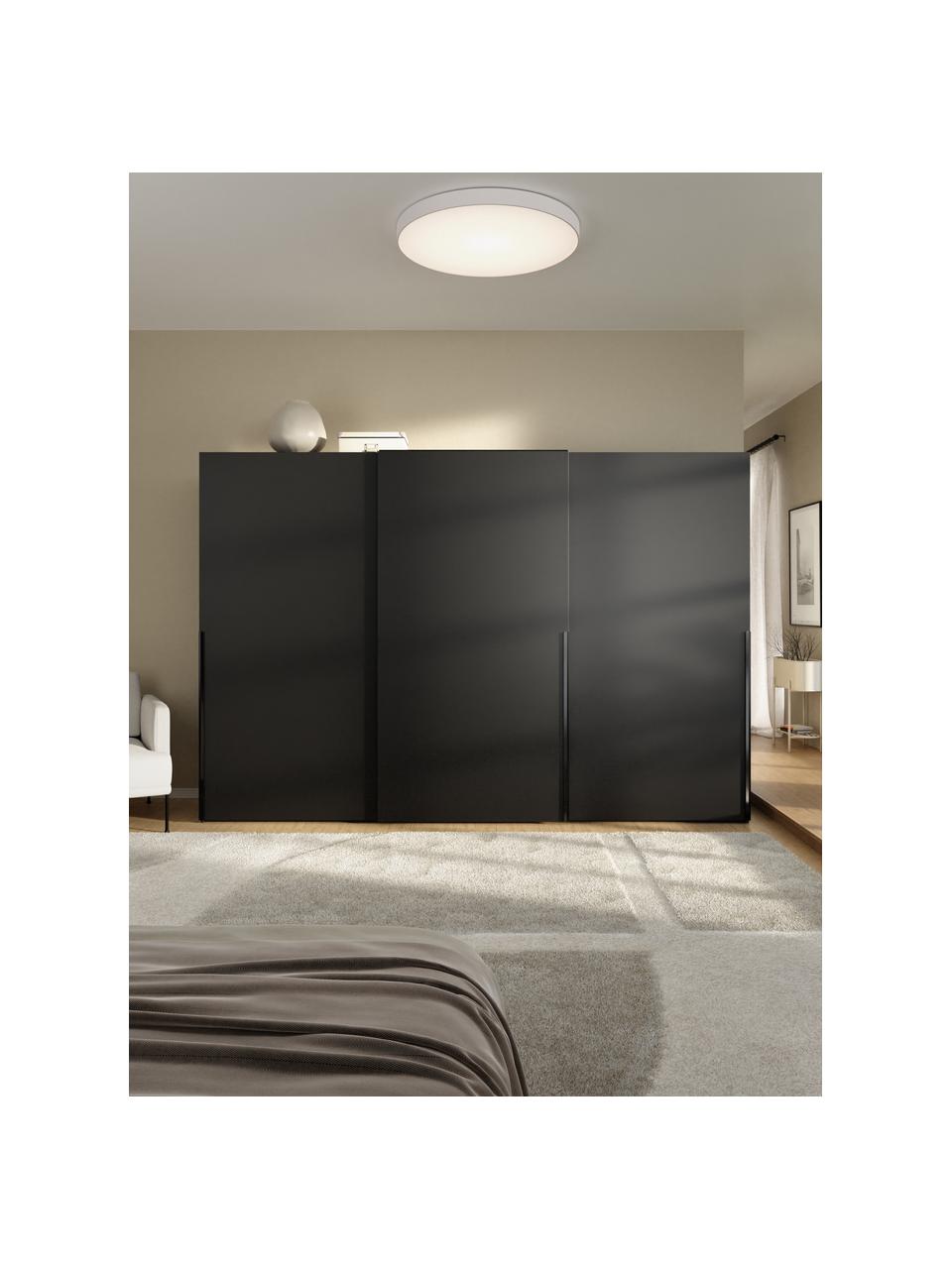 Szafa modułowa z drzwiami przesuwnymi Leon, 300 cm, różne warianty, Korpus: płyta wiórowa z certyfika, Czarny, S 300 x W 200 cm, Basic