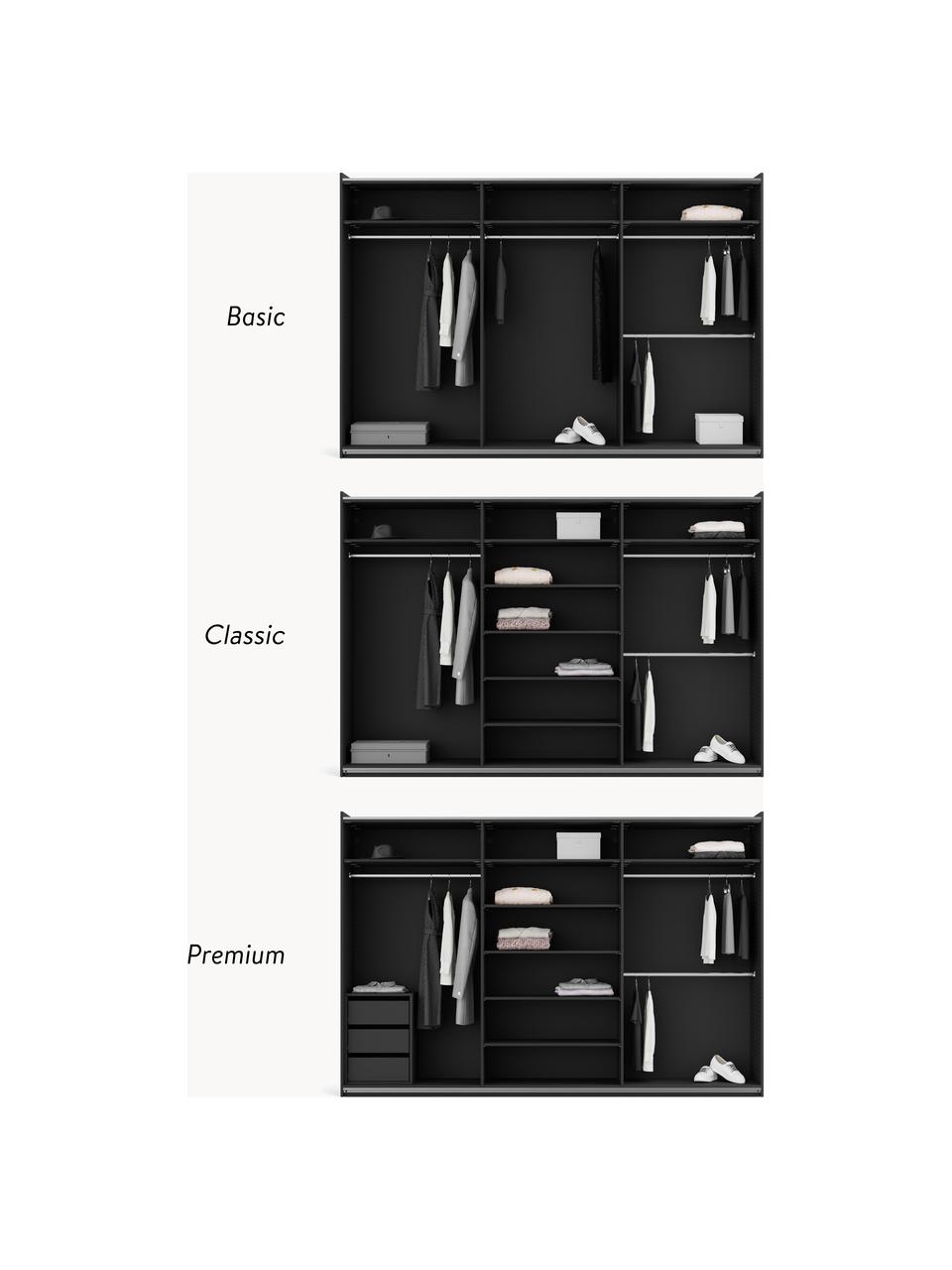 Armadio componibile con ante battenti Leon, larg. 300 cm, diverse varianti, Nero, Interno Premium, larg. 300 x alt. 236 cm