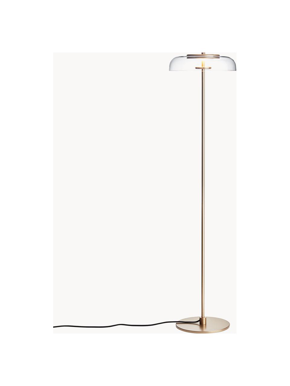 Kleine mundgeblasene LED-Stehlampe Blossi, dimmbar, Lampenschirm: Glas, mundgeblasen, Goldfarben, Transparent, H 120 cm