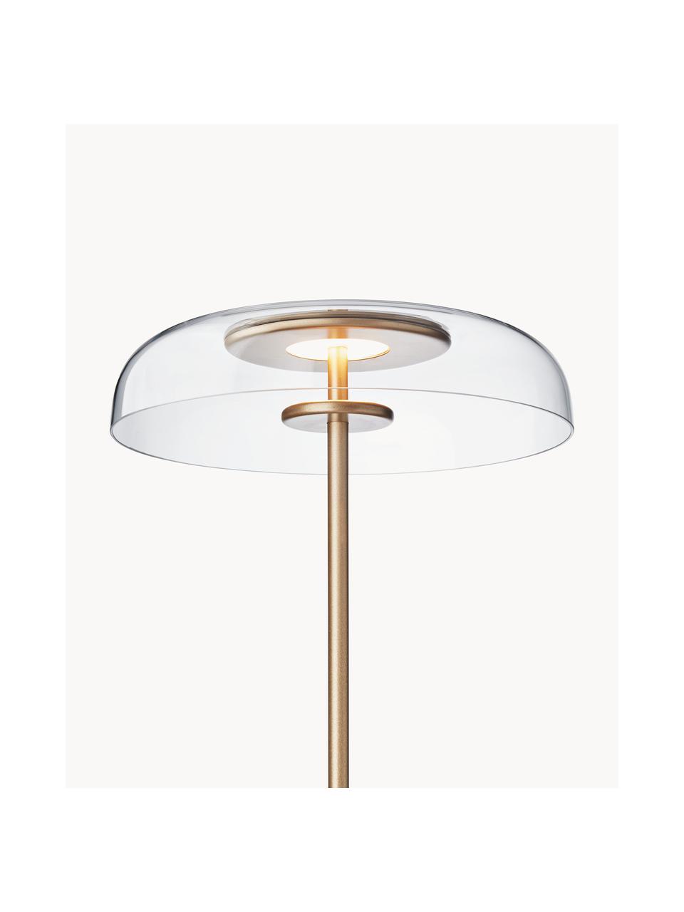 Kleine mundgeblasene LED-Stehlampe Blossi, dimmbar, Lampenschirm: Glas, mundgeblasen, Goldfarben, Transparent, H 120 cm