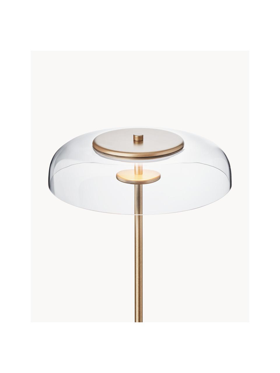 Kleine mundgeblasene LED-Stehlampe Blossi, dimmbar, Lampenschirm: Glas, mundgeblasen, Goldfarben, Transparent, H 120 cm