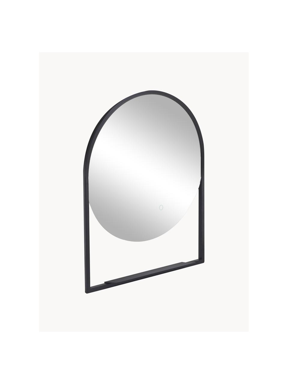 Specchio da parete con illuminazione a LED Cassiopea, Superficie dello specchio: vetro a specchio, Nero, Larg. 60 x Alt. 75 cm